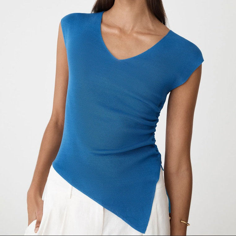 Women's asymmetric knit top