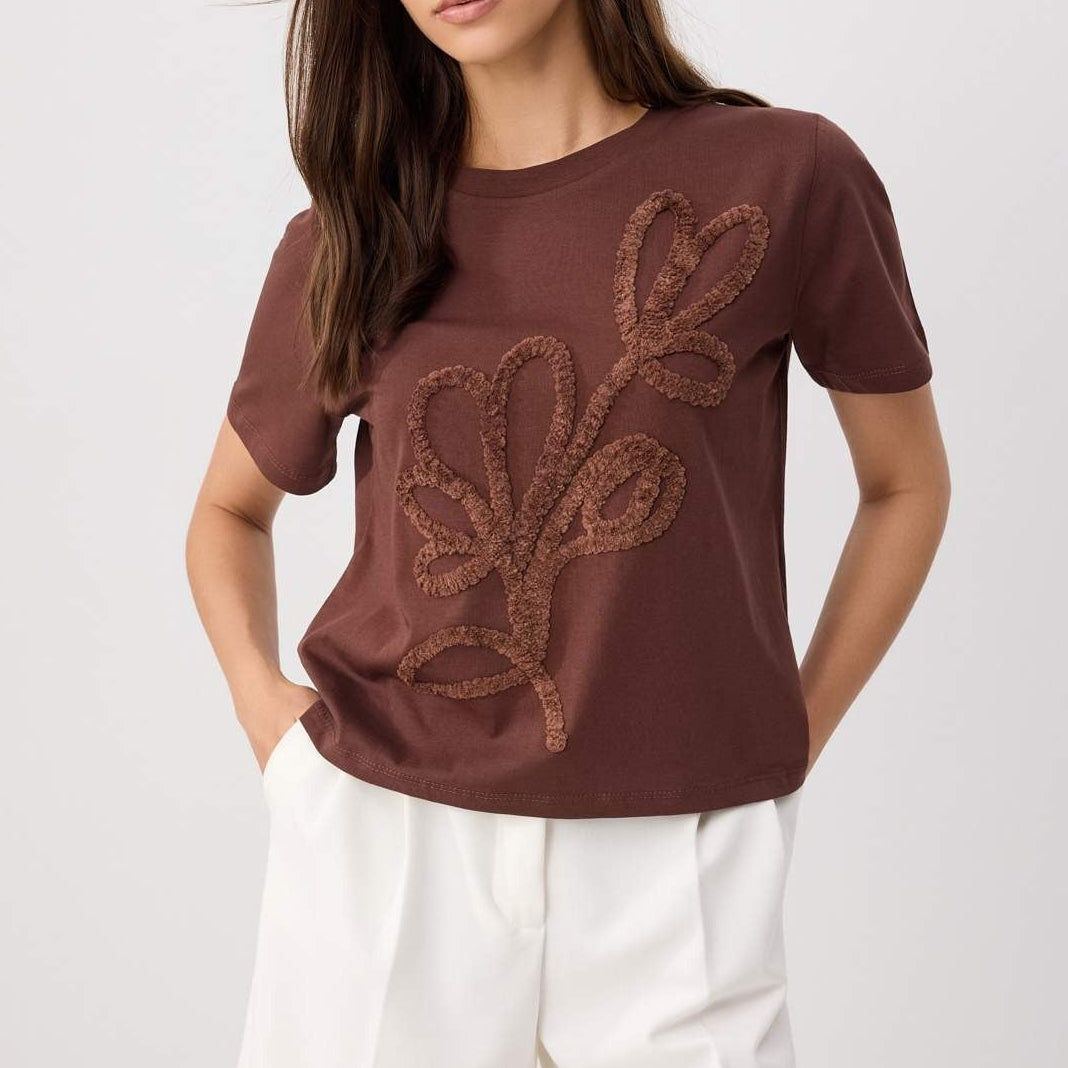 Women's floral crew neck short sleeve top