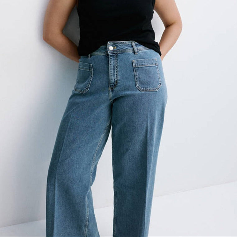 Women's high waisted wide leg jeans