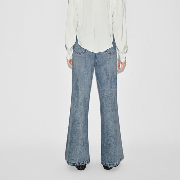 Women's rhinestone embellished kick flare jeans