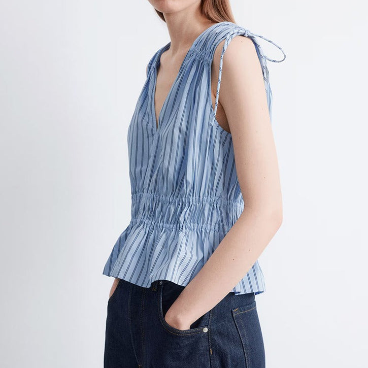 Women's striped v neck sleeveless top